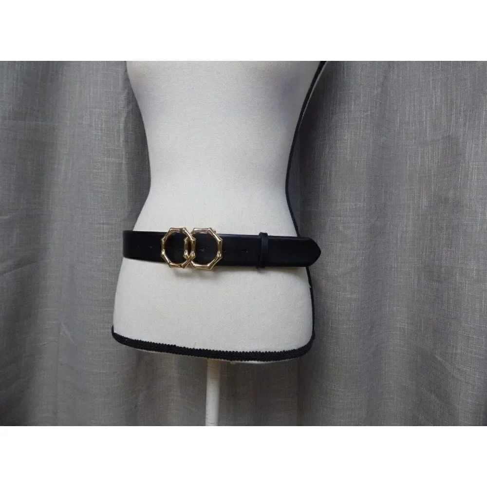 INC International Concepts Double-Circle Bamboo-Buckle Belt, Black